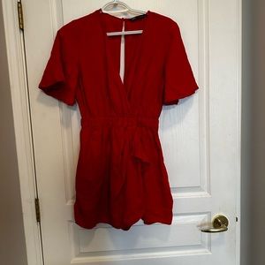 Linen romper with hidden skort